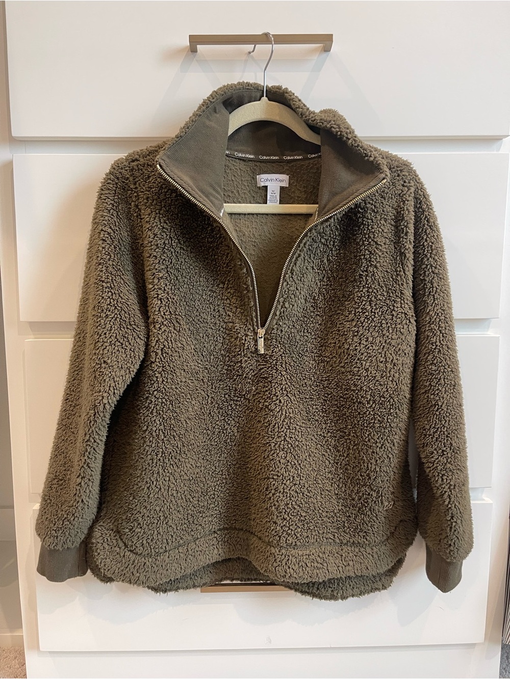 Calvin Klein Green Fuzzy Half-zip Jacket - Picture 3 of 5